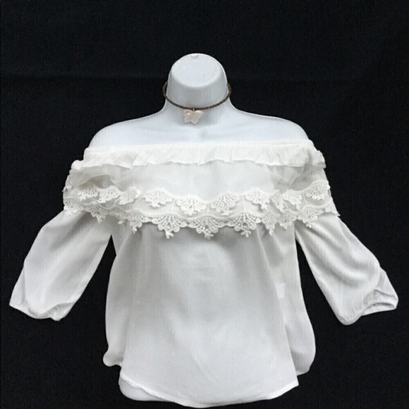 Ambiance Cold ‎ Off Shoulder White Blouse Color White Ivory Size Small - Picture 2 of 6